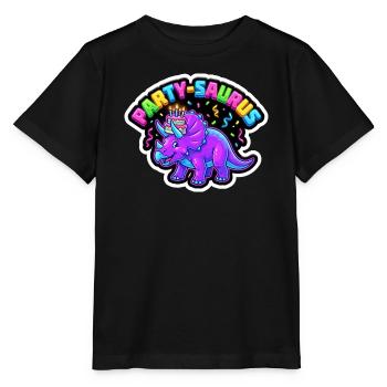Dino d’anniversaire Saurus de fête - T-shirt bio MINI CREATOR Stanley/Stella Enfant - noir - Devant - Mikhail (115cm)