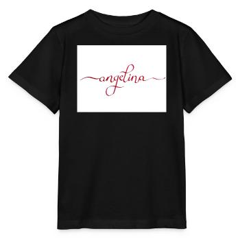Angelina Elegant Calligraphy in Red - Stanley/Stella MINI CREATOR Kids’ T-Shirt - black - Front - Mikhail (115cm)