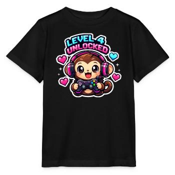 Level 4 Unlocked - Stanley/Stella MINI CREATOR Kids’ T-Shirt - black - Front - Mikhail (115cm)
