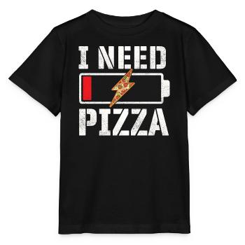 Ich brauche Pizza lustiges Essen Zitat Pizzaliebhaber - Stanley/Stella Kinder T-Shirt MINI CREATOR  - Schwarz - Vorne - Mikhail (115cm)