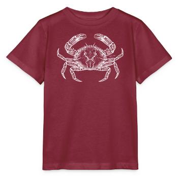 Crab Line Art Emblem - Stanley/Stella MINI CREATOR Kids’ T-Shirt - burgundy - Front - Kain (125cm)