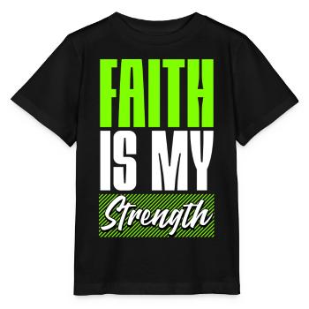 Faith is my Strength - Stanley/Stella Kinder T-Shirt MINI CREATOR  - Schwarz - Vorne - Mikhail (115cm)
