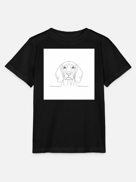 Beagle Linienporträt Kopf - Stanley/Stella Kinder T-Shirt MINI CREATOR - Schwarz