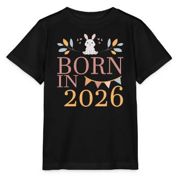 Baby Geboren in 2026 Born in 2026 Süßer Hase - Stanley/Stella Kinder T-Shirt MINI CREATOR  - Schwarz - Vorne - Mikhail (115cm)