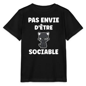Pas envie d'être sociable - Chat grognon - Stanley/Stella MINI CREATOR Kids’ T-Shirt - black - Front - Mikhail (115cm)