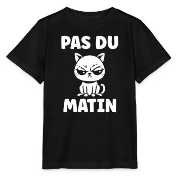 Morgen, grummelige Katze - Stanley/Stella Kinder T-Shirt MINI CREATOR  - Schwarz - Vorne - Mikhail (115cm)
