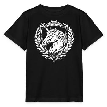 Blason de licorne en couronne de laurier - T-shirt bio MINI CREATOR Stanley/Stella Enfant - noir - Devant - Mikhail (115cm)