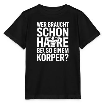 Glatze Wer Braucht Schon Haare Halbglatze Glatzen - Stanley/Stella Kinder T-Shirt MINI CREATOR  - Schwarz - Vorne - Mikhail (115cm)