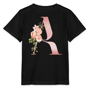 Monogramm Ein Pastellblume - Stanley/Stella Kinder T-Shirt MINI CREATOR  - Schwarz - Vorne - Mikhail (115cm)