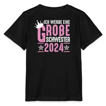 Big Sister 2024 Pink Crown - Stanley/Stella MINI CREATOR Kids’ T-Shirt - black - Front - Mikhail (115cm)