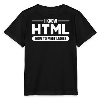 Programmation HTML d’humour disant - T-shirt bio MINI CREATOR Stanley/Stella Enfant - noir - Devant - Mikhail (115cm)