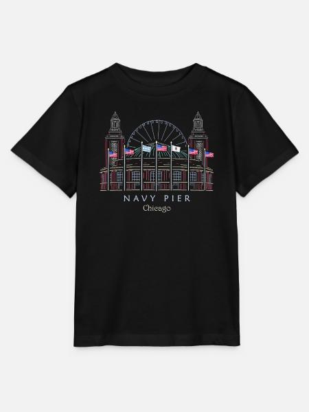 Chicago, Navy Pier handgezeichnet - Stanley/Stella Kinder T-Shirt MINI CREATOR  - Schwarz