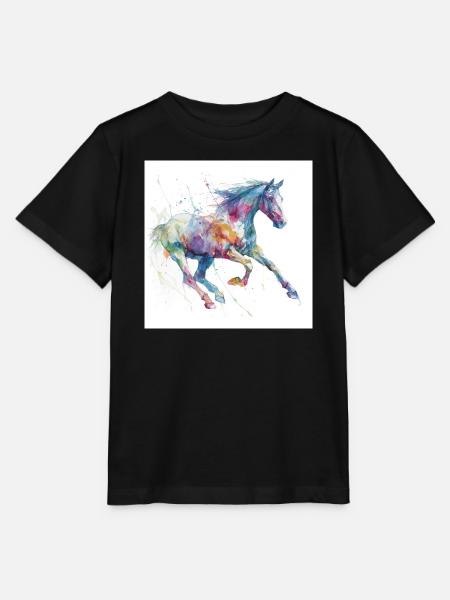 Lebendiges Aquarellpferd - Stanley/Stella Kinder T-Shirt MINI CREATOR - Schwarz