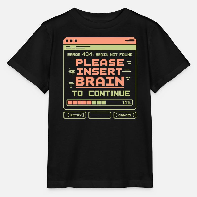 Error 404 Brain Not Found Pixel Design - Stanley/Stella MINI CREATOR Kids’ T-Shirt - black