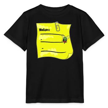 Notizzettel gelb – Büroklammer & Fake‑Fliege - Stanley/Stella Kinder T-Shirt MINI CREATOR  - Schwarz - Vorne - Mikhail (115cm)