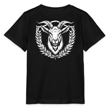 Tête de chèvre avec couronne de laurier - T-shirt bio MINI CREATOR Stanley/Stella Enfant - noir - Devant - Mikhail (115cm)