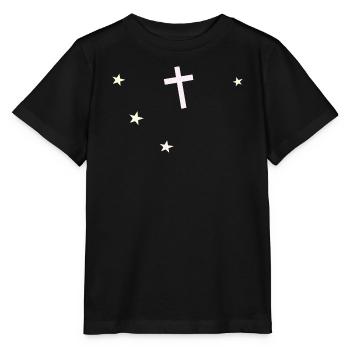 Cross and stars: nocturnal faith - Stanley/Stella MINI CREATOR Kids’ T-Shirt - black - Front - Mikhail (115cm)