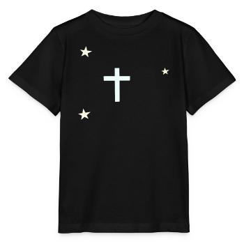 Celestial Cross with Stars - Stanley/Stella MINI CREATOR Kids’ T-Shirt - black - Front - Mikhail (115cm)