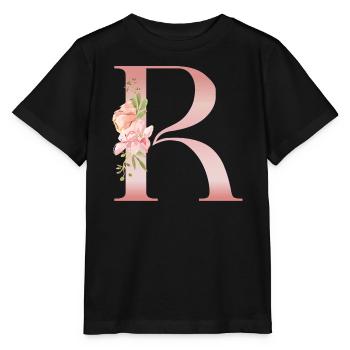 B Florale Dégradé - Lettre art floral - T-shirt bio MINI CREATOR Stanley/Stella Enfant - noir - Devant - Mikhail (115cm)