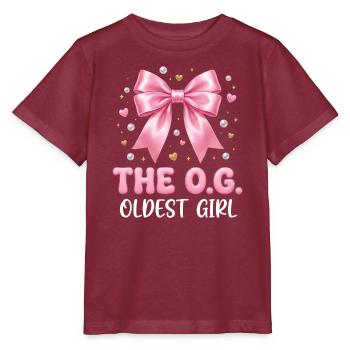 La fille la plus âgée : design familial de nœud rose - T-shirt bio MINI CREATOR Stanley/Stella Enfant - bordeaux - Devant - Kain (125cm)