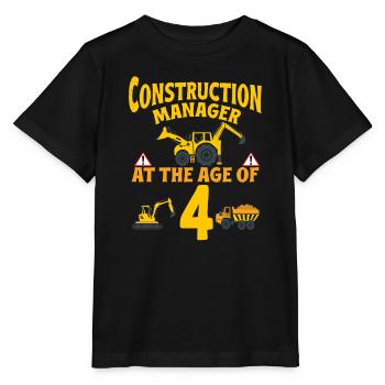 Fête de construction 4e anniversaire Camion de 4 ans - T-shirt bio MINI CREATOR Stanley/Stella Enfant - noir - Devant - Mikhail (115cm)
