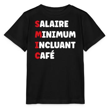 Salaire Minimum Inclusant Café smic - T-shirt bio MINI CREATOR Stanley/Stella Enfant - noir - Devant - Mikhail (115cm)