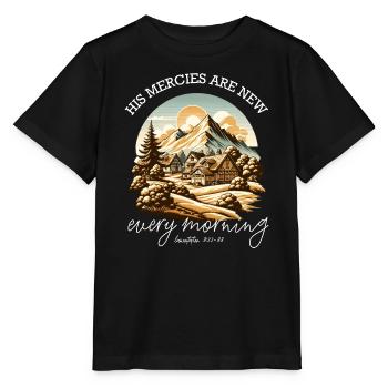 Ses miséricordes sont nouvelles chaque matin dans le verset biblique - T-shirt bio MINI CREATOR Stanley/Stella Enfant - noir - Devant - Mikhail (115cm)