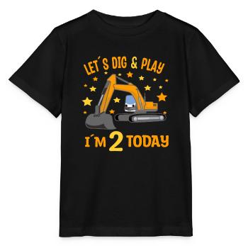 2nd Birthday Boy 2nd Birthday Excavator - Stanley/Stella MINI CREATOR Kids’ T-Shirt - black - Front - Mikhail (115cm)