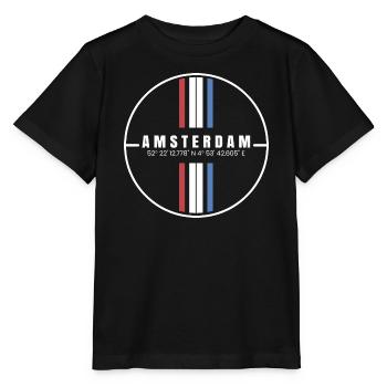 Coordonnées d’Amsterdam - T-shirt bio MINI CREATOR Stanley/Stella Enfant - noir - Devant - Mikhail (115cm)