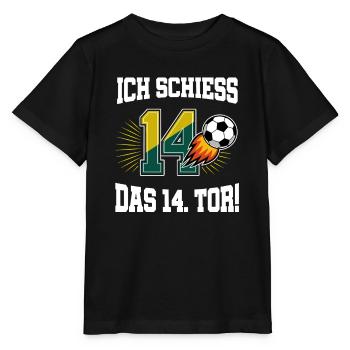 Je tire 14e but, drôle pour le 14e anniversaire de football. - T-shirt bio MINI CREATOR Stanley/Stella Enfant - noir - Devant - Mikhail (115cm)