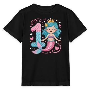 Sirène 1er anniversaire 1 année - T-shirt bio MINI CREATOR Stanley/Stella Enfant - noir - Devant - Mikhail (115cm)