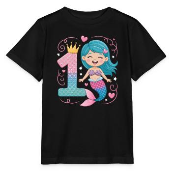 Sirène 1er anniversaire 1 année - T-shirt bio MINI CREATOR Stanley/Stella Enfant - noir - Devant - Mikhail (115cm)