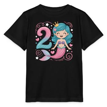 Meerjungfrau 2. Geburtstag 2 Jahre - Stanley/Stella Kinder T-Shirt MINI CREATOR  - Schwarz - Vorne - Mikhail (115cm)