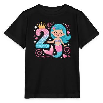Meerjungfrau 2. Geburtstag 2 Jahre - Stanley/Stella Kinder T-Shirt MINI CREATOR  - Schwarz - Vorne - Mikhail (115cm)