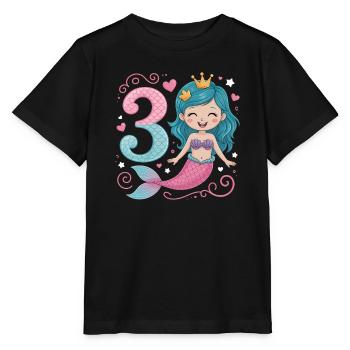 Mermaid 3rd Birthday 3 Years - Stanley/Stella MINI CREATOR Kids’ T-Shirt - black - Front - Mikhail (115cm)