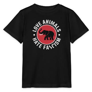 Liebe Tiere, hasse Faschismus – Antifaschistisches Merch - Stanley/Stella Kinder T-Shirt MINI CREATOR  - Schwarz - Vorne - Mikhail (115cm)