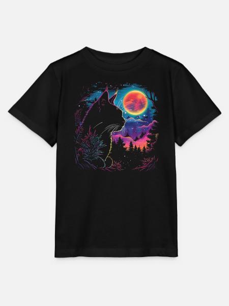 Katzenschlaf in Neon-Nacht - Stanley/Stella Kinder T-Shirt MINI CREATOR - Schwarz