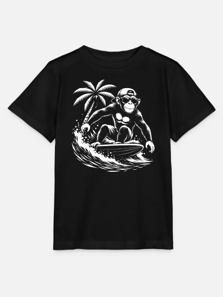 Surfing Monkey Beach Vibe - Stanley/Stella Kinder T-Shirt MINI CREATOR - Schwarz