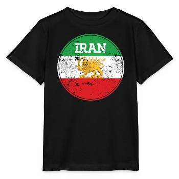 Emblème Lion Iran Vintage Rond - T-shirt bio MINI CREATOR Stanley/Stella Enfant - noir - Devant - Mikhail (115cm)