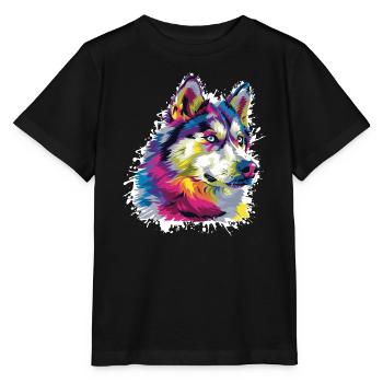 Art animalier de loup - T-shirt bio MINI CREATOR Stanley/Stella Enfant - noir - Devant - Mikhail (115cm)