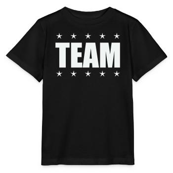 Team mit Sternen - Stanley/Stella Kinder T-Shirt MINI CREATOR  - Schwarz - Vorne - Mikhail (115cm)