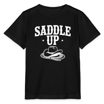 Sattel auf. - Stanley/Stella Kinder T-Shirt MINI CREATOR  - Schwarz - Vorne - Mikhail (115cm)