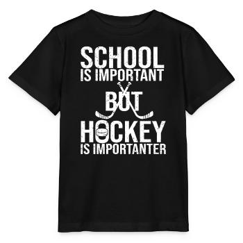 L’école est importante mais le hockey est plus important - T-shirt bio MINI CREATOR Stanley/Stella Enfant - noir - Devant - Mikhail (115cm)
