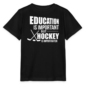 L’école est importante mais le hockey est plus important - T-shirt bio MINI CREATOR Stanley/Stella Enfant - noir - Devant - Mikhail (115cm)