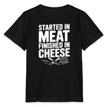 Begann mit Fleisch Endezeit in Käse - Stanley/Stella Kinder T-Shirt MINI CREATOR  - Schwarz - Vorne - Mikhail (115cm)