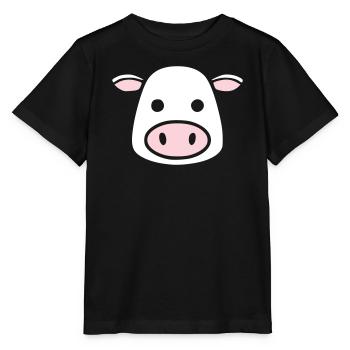 Mignonne Tête de Vache Visage Vector de la BD - T-shirt bio MINI CREATOR Stanley/Stella Enfant - noir - Devant - Mikhail (115cm)