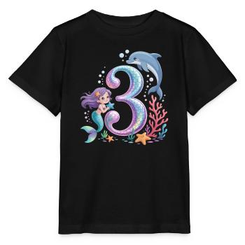 Mermaid 3rd Birthday 3 Years - Stanley/Stella MINI CREATOR Kids’ T-Shirt - black - Front - Mikhail (115cm)