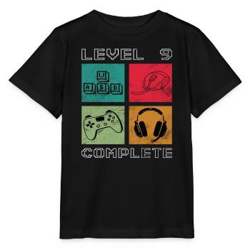 9. Geburtstag Jungen Gamer Level 9 Freigeschaltet - Stanley/Stella Kinder T-Shirt MINI CREATOR  - Schwarz - Vorne - Mikhail (115cm)