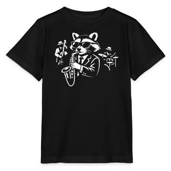Raccoon Sax Jazz in Suit - Stanley/Stella MINI CREATOR Kids’ T-Shirt - black - Front - Mikhail (115cm)