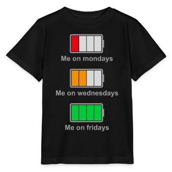 Mein Akku während der Woche - Stanley/Stella Kinder T-Shirt MINI CREATOR  - Schwarz - Vorne - Mikhail (115cm)